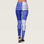 Blue and White Bold Checkered Plaid Design  Leggings (Rückseite)