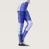 Blue and White Bold Checkered Plaid Design  Leggings (Rechts)