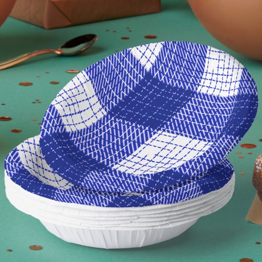 Blue and White Bold Checkered Plaid Design  Pappteller