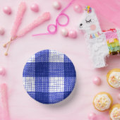 Blue and White Bold Checkered Plaid Design  Pappteller (Party)