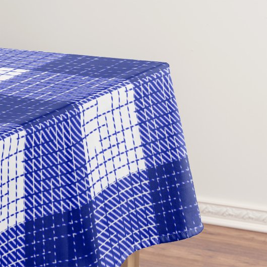 Blue and White Bold Checkered Plaid Design  Tischdecke