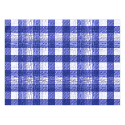 Blue and White Bold Checkered Plaid Design  Tischdecke (Vorderseite (Horizontal))