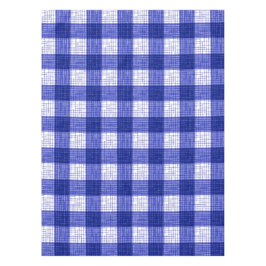 Blue and White Bold Checkered Plaid Design Tischdecke (Vorderseite)
