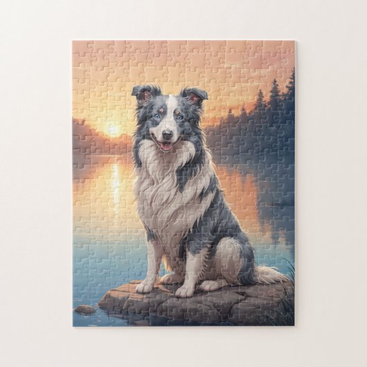 Blue and white Border Collie Puzzle (Vertikal)