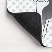 Blue and White Boston Terrier Cartoon Dog & Paws Mousepad (Ecke)