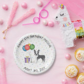 Blue and White Boston Terrier Niedlich Dog - Gebur Pappteller (Party)