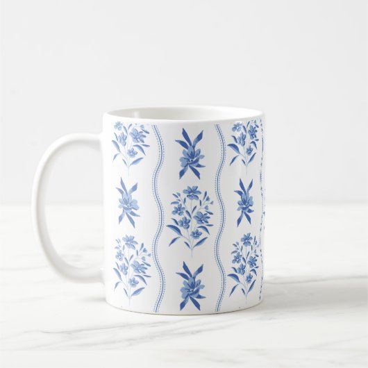 Blue and White Botanical Mug Kaffeetasse (Links)
