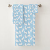 Blue And White Bunny Pattern Cute Easter Badhandtuch Set (Insitu)