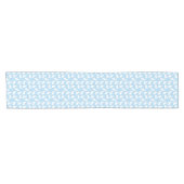 Blue And White Bunny Pattern Cute Easter Kurzer Tischläufer (Horizontal)
