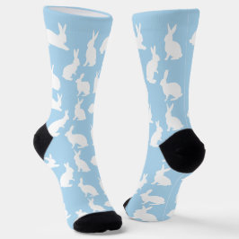 Blue And White Bunny Pattern Cute Easter Socken