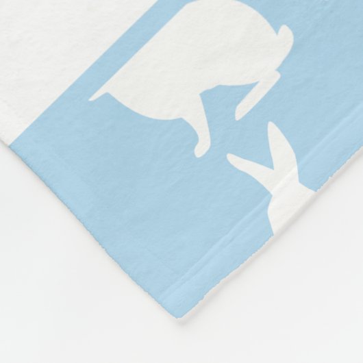 Blue And White Bunny Pattern Cute Rabbits And Name Fleecedecke (Ecke)