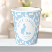 Blue And White Bunny Rabbit Pattern Happy Easter Pappbecher