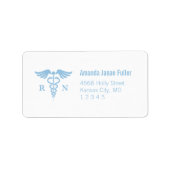Blue and White Caduceus Nurse Address Labels Adressaufkleber (Vorne)