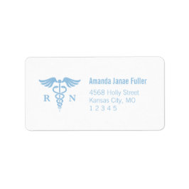 Blue and White Caduceus Nurse Address Labels Adressaufkleber