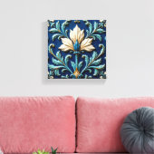 Blue and White Ceramic Floral Leinwanddruck (Insitu (Wohnzimmer))