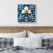 Blue and White Ceramic Floral Leinwanddruck (Insitu (Schlafzimmer))
