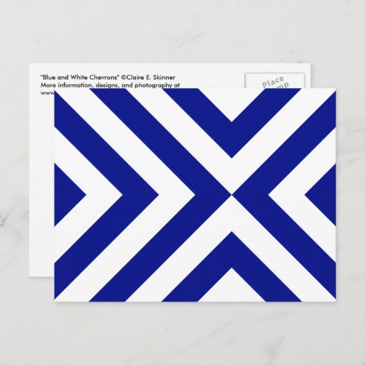 Blue and White Chevrons Postcard Postkarte (Vorne/Hinten)