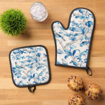 Blue and White Chinoiserie Bird Flora Elegante