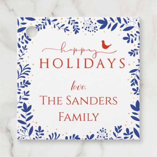 Blue and White Chinoiserie , Bird Gift Tag Geschenkanhänger (Vorderseite)