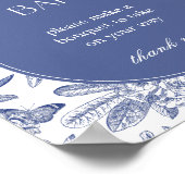 Blue and White Chinoiserie Blume Bar Zeichen Poster (Ecke)