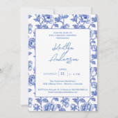 Blue and White Chinoiserie Bridal Shower Einladung (Vorderseite)