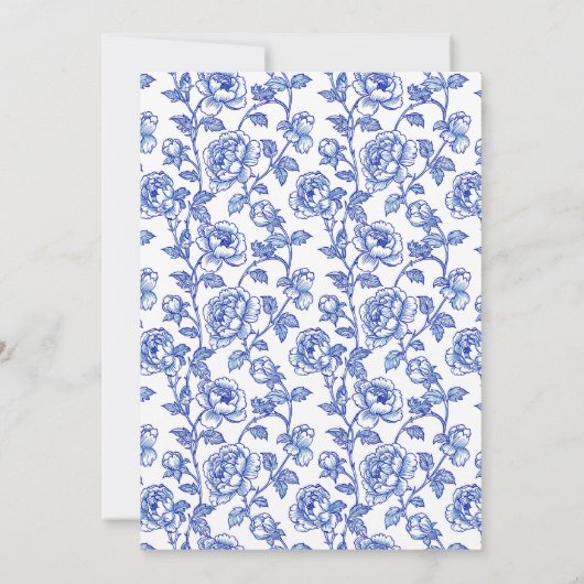 Blue and White Chinoiserie Bridal Shower Einladung (Rückseite)