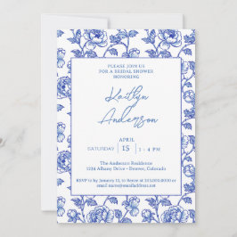 Blue and White Chinoiserie Bridal Shower Einladung