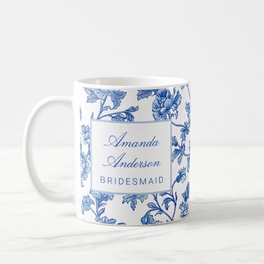 Blue and White Chinoiserie Bridesmaid Gift Kaffeetasse (Links)