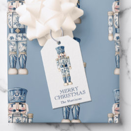 Blue and White Chinoiserie Christmas Nutcracker Geschenkanhänger