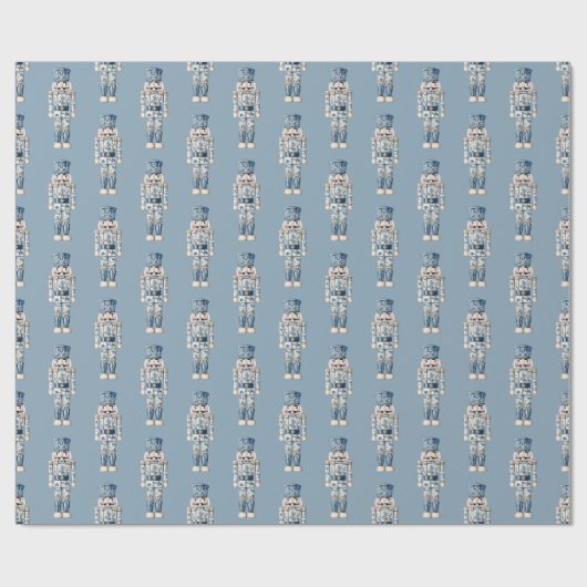 Blue and White Chinoiserie Christmas Nutcracker Geschenkpapier (Flach)