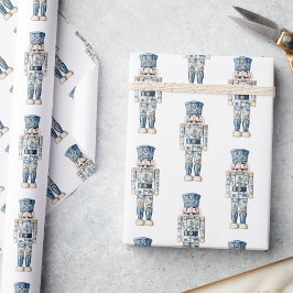 Blue and White Chinoiserie Christmas Nutcracker Geschenkpapier