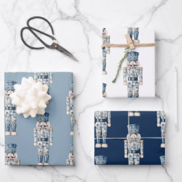 Blue and White Chinoiserie Christmas Nutcracker Geschenkpapier Set