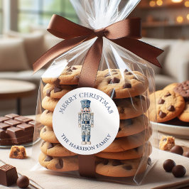 Blue and White Chinoiserie Christmas Nutcracker Runder Aufkleber