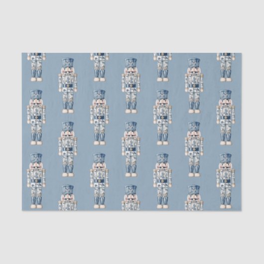 Blue and White Chinoiserie Christmas Nutcracker Seidenpapier (Vorderseite)
