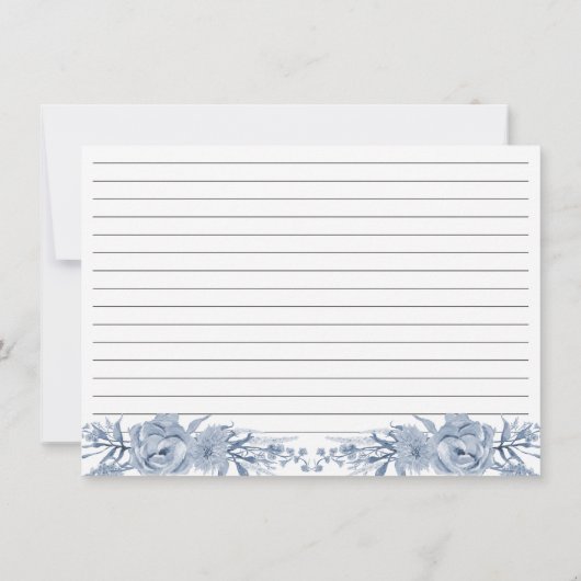 Blue and White Chinoiserie Floral Bridal Recipe Einladung (Rückseite)