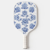 Blue and White Chinoiserie Floral Monogram Pickleb Pickleball Schläger (Vorderseite)