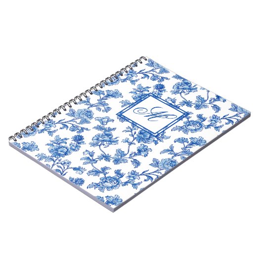 Blue and White Chinoiserie Monogram Notebook Notizblock (Linke Seite)