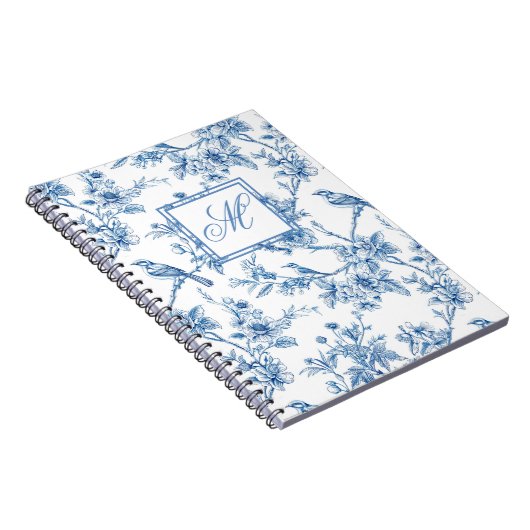 Blue and White Chinoiserie Monogram Notebook Notizblock (Rechte Seite)