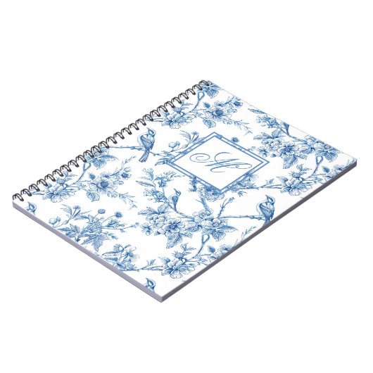 Blue and White Chinoiserie Monogram Notebook Notizblock (Linke Seite)