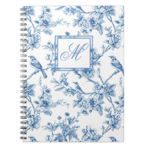 Blue and White Chinoiserie Monogram Notebook