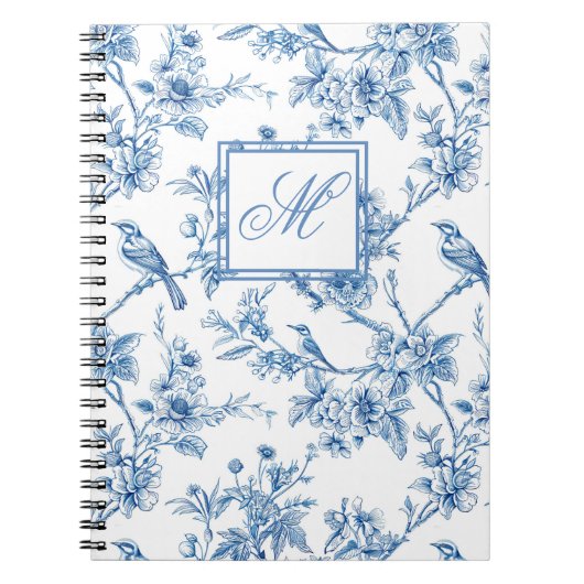 Blue and White Chinoiserie Monogram Notebook Notizblock (Vorderseite)