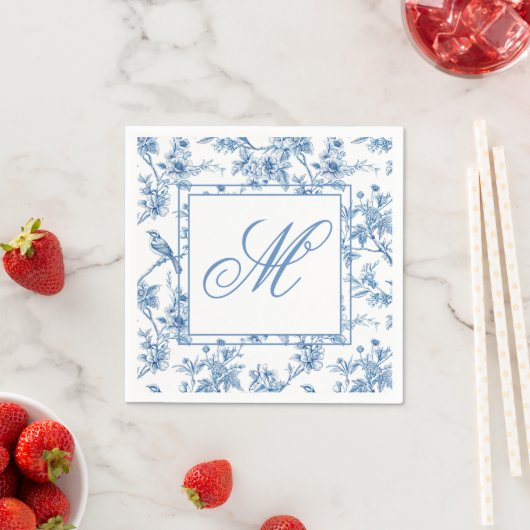 Blue and White Chinoiserie Monogram Notebook Serviette (Beispiel)