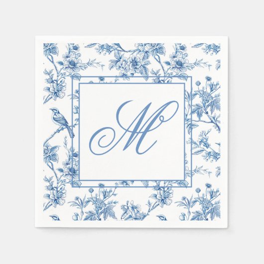Blue and White Chinoiserie Monogram Notebook Serviette (Vorderseite)