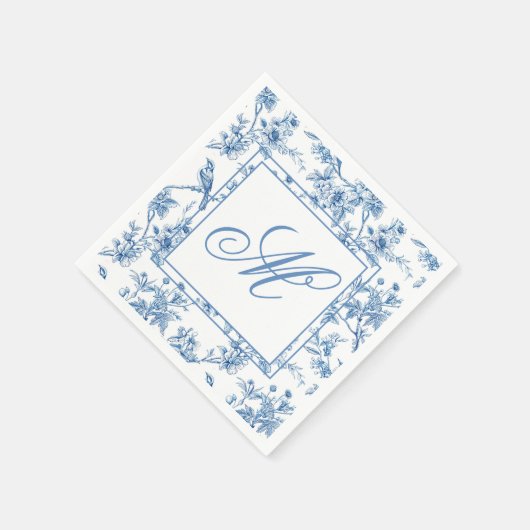 Blue and White Chinoiserie Monogram Notebook Serviette (Ecke)