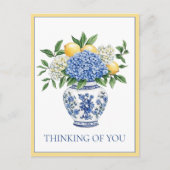 Blue and White Chinoiserie Vase With Hydrangeas Postkarte (Vorderseite)