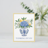 Blue and White Chinoiserie Vase With Hydrangeas Postkarte (Stehend Vorderseite)