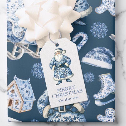 Blue and White Chinoiserie Weihnachten Geschenkanhänger