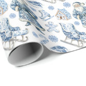 Blue and White Chinoiserie Weihnachten Geschenkpapier (Rolleneckpunkt)