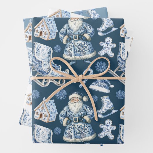 Blue and White Chinoiserie Weihnachten Geschenkpapier Set (Beispiel)