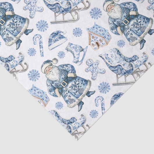 Blue and White Chinoiserie Weihnachten Seidenpapier (Ausschnitt)